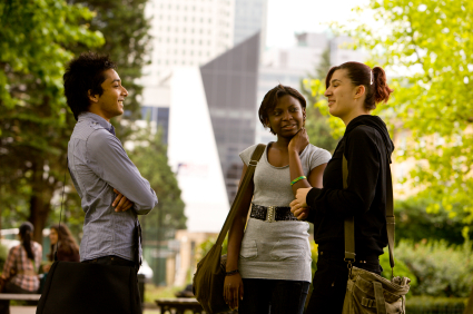 student praticing speaking english